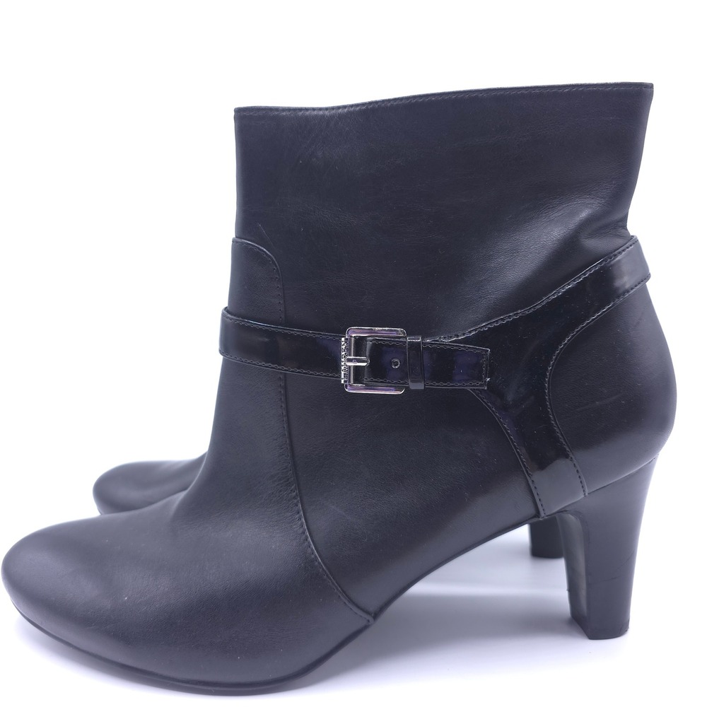 Lauren Ralph Lauren Saida Black Leather Harness Buckle Ankle Boots Womens 10B